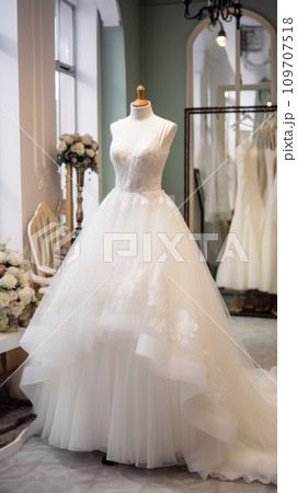 Various wedding dresses in the wedding salon Various wedding dresses in the wedding salon 109707518