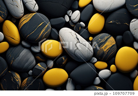 background with black and yellow colored stones 109707709