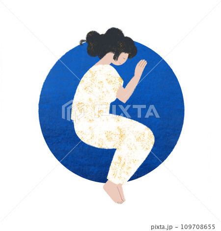 Sleeping young women on colorful background, hand drawn illustration 109708655