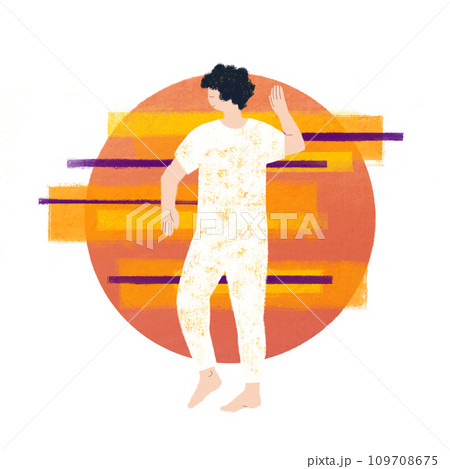 Sleeping young man on colorful background, hand drawn Illustration 109708675