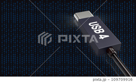 The usb 4 cable for technology concept 3d rendering. 109709916