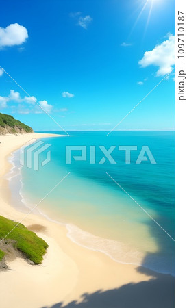 青い海と空に囲まれた南の島の風景 109710187