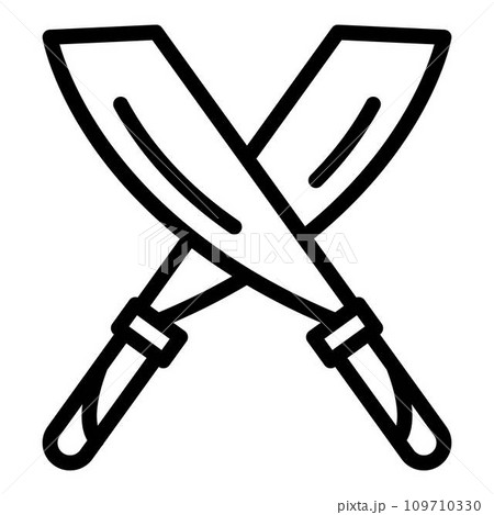 Two turkish sword icon. Outline two turkish sword vector icon for web design isolated on white background 109710330