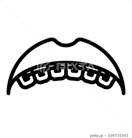Smile braces icon. Outline smile braces vector icon for web design isolated on white background Smile braces icon. Outline smile braces vector icon for web design isolated on white background 109710391