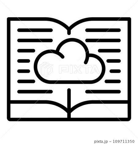 Book read data cloud icon. Outline book read data cloud vector icon for web design isolated on white background Book read data cloud icon. Outline book read data cloud vector icon for web design isolated on white background 109711350
