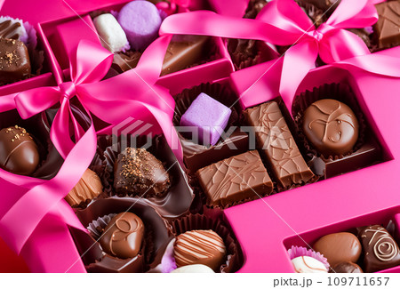 チョコレートのかわいいバレンタインのチョコレート チョコレートのかわいいバレンタインのチョコレート 109711657