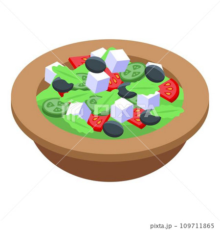 Restaurant greek salad icon. Isometric of restaurant greek salad vector icon for web design isolated on white background Restaurant greek salad icon. Isometric of restaurant greek salad vector icon for web design isolated on white background 109711865