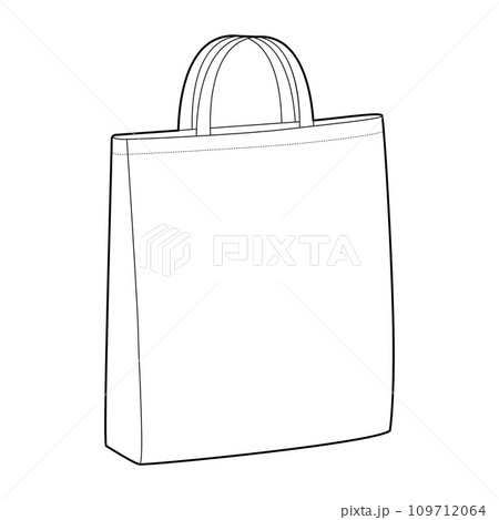 Tote bag silhouette Handbag. Fashion accessory technical illustration. Vector satchel front 3-4 view for Men, women,  109712064