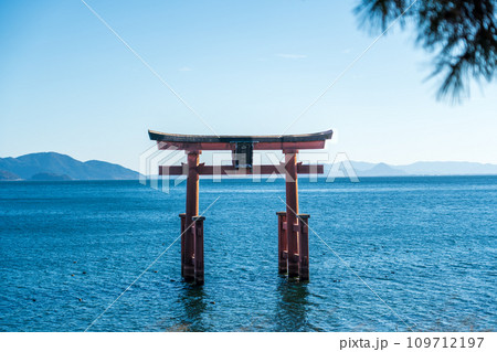 琵琶湖にある白鬚神社の鳥居 109712197
