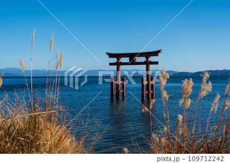 琵琶湖にある白鬚神社の鳥居 109712242