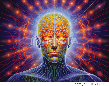 脳の電気信号　回路　イラスト 109712276