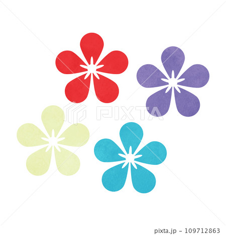 カラフルな小花の和風の紋様のイラスト 109712863