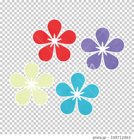 カラフルな小花の和風の紋様のイラスト 109712863