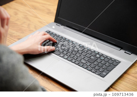 パソコンをタイピングする女性　手　ボディパーツ　仕事 109713436
