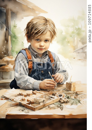 AI-generated content. watercolor, Kids illustration Generative AI 109714885
