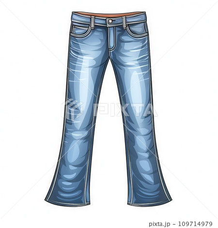 AI-generated content. Clip art simple Bootcut Jeans white Background Generative AI 109714979