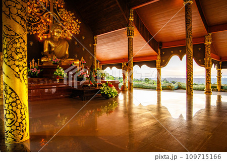 Wat Sirindhorn Wararam glowing temple in Ubon, Thailand 109715166