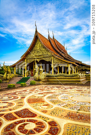 Wat Sirindhorn Wararam glowing temple in Ubon, Thailand 109715208