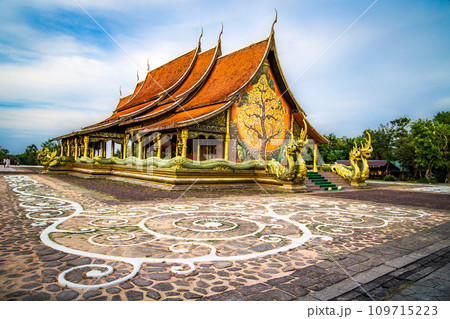Wat Sirindhorn Wararam glowing temple in Ubon, Thailand 109715223