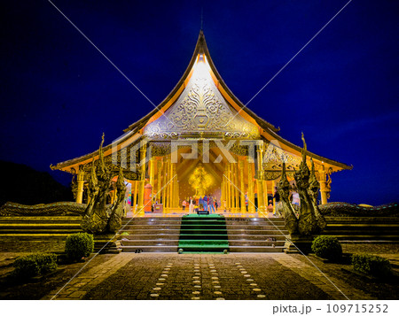 Wat Sirindhorn Wararam glowing temple in Ubon, Thailand Wat Sirindhorn Wararam glowing temple in Ubon, Thailand 109715252