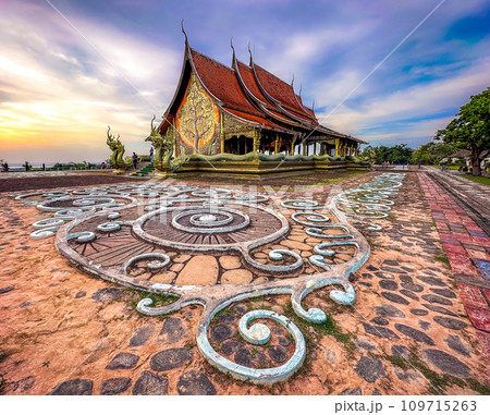 Wat Sirindhorn Wararam glowing temple in Ubon, Thailand 109715263