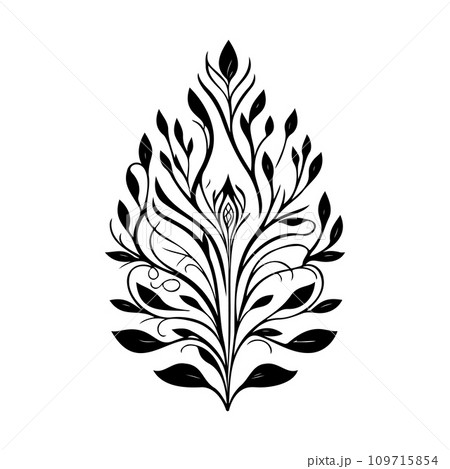 Symmetrical ornament floral design element illustration black 109715854