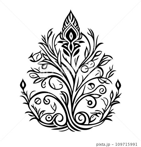 Javanese Ornament design element illustration black Javanese Ornament design element illustration black 109715991