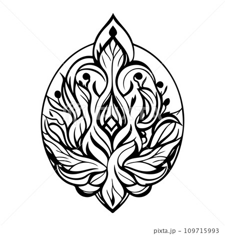 Javanese Ornament design element illustration black 109715993