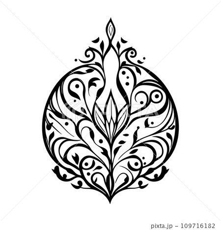 Ornament Arabesque design element illustration black Ornament Arabesque design element illustration black 109716182