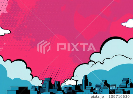 High quality comic book style background, halftone print texture. Pop art. 109716630