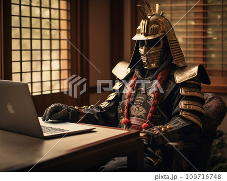 現代に蘇った甲冑を着た武士 109716748