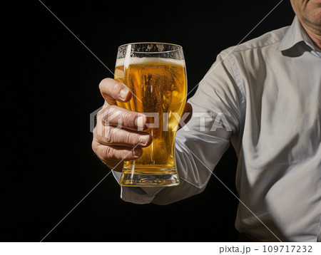 生ビールを持つ男の手 109717232