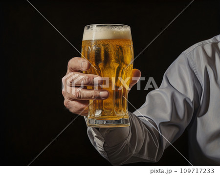 生ビールを持つ男の手 109717233