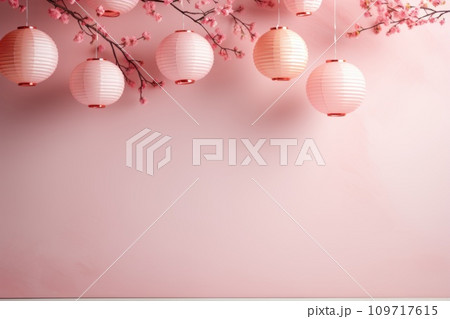 AI-generated content. Chinese New year eve celebrations bright in the style of minimalist backgrounds. Generative AI 109717615