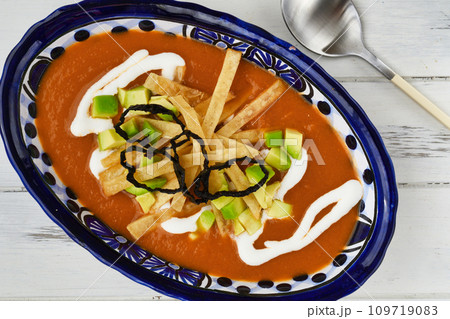 メキシコのスープ　ソパ・タラスカ 109719083