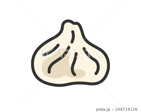 小籠包のアイコン（線画カラー）のイラスト 109719126
