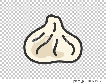 小籠包のアイコン（線画カラー）のイラスト 109719126