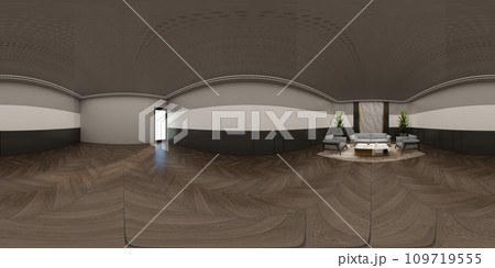 3D illustration of 360 degree rendering featuring modern themed Waiting room. 109719555