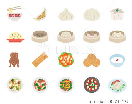 いろいろな、中華料理のアイコンのイラストセット 109719577