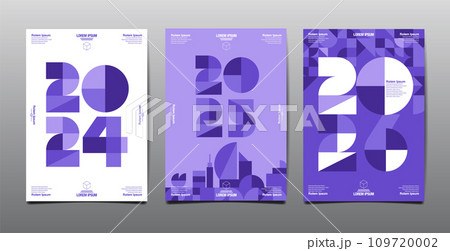 Annual Report, template layout design  2024, 2025, 2026 typography,  geometric shape, flat design 109720002
