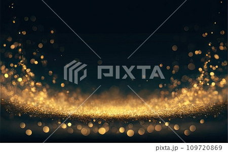 Shimmering golden particles on a dark background for holiday  109720869