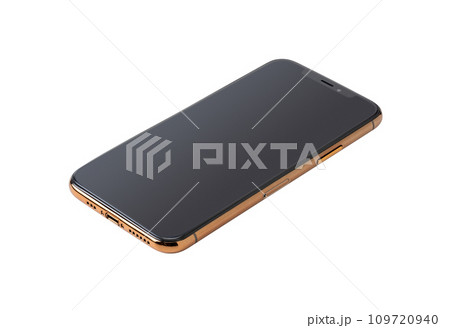 スマートフォンのモックアップ｜黒画面／白背景 109720940