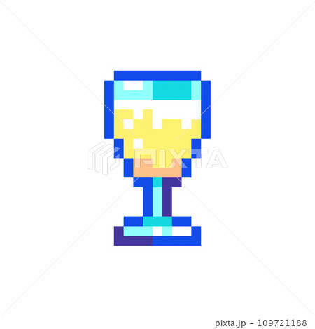 Pixel art Champagne Glass Icon. Vector Pixel 8bit Bubbly Celebration Drink. 80s 90s Retro Game Decor For Valentine's Day. Pixelated Champagne Toast Flute Sticker Illustration on white background. Pixel art Champagne Glass Icon. Vector Pixel 8bit Bubbly Celebration Drink. 80s 90s Retro Game Decor For Valentine's Day. Pixelated Champagne Toast Flute Sticker Illustration on white background. 109721188
