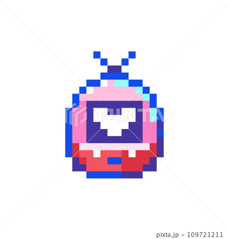 Pixel art Digital Pet Game Icon. Vector Pixel 8bit Kitten in Present Box. 80s 90s Retro Game Decor For Valentine's Day. Pixelated Feline Sticker Illustration on white background. Pixel art Digital Pet Game Icon. Vector Pixel 8bit Kitten in Present Box. 80s 90s Retro Game Decor For Valentine's Day. Pixelated Feline Sticker Illustration on white background. 109721211
