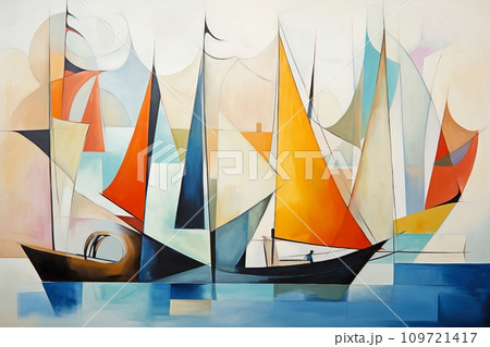海に浮かぶカラフルな帆船の絵画 AI画像 4 海に浮かぶカラフルな帆船の絵画 AI画像 4 109721417