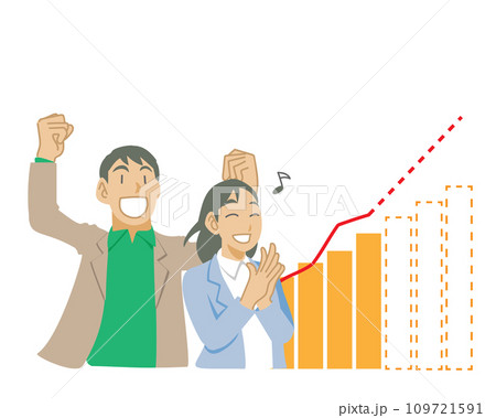つみたて投資の資産上昇を喜ぶ夫婦 109721591