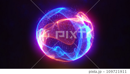 Abstract energy sphere with glowing bright particles energy scientific futuristic hi-tech background Abstract energy sphere with glowing bright particles energy scientific futuristic hi-tech background 109721911