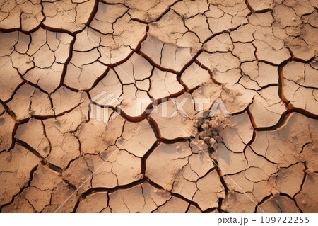 Cracked earth. Cracked soil on dry season. Global warming. 109722255
