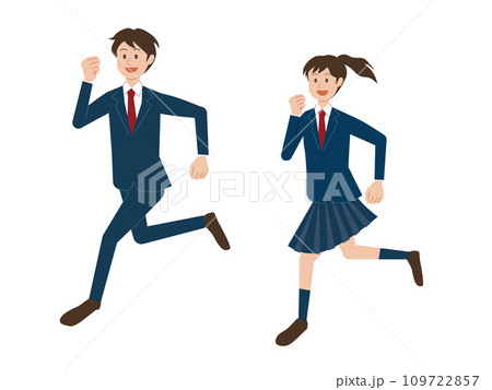 走る男女の学生のイラスト 109722857