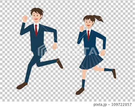 走る男女の学生のイラスト 109722857
